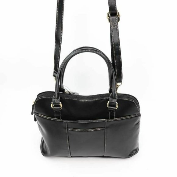 Giani Bernini Womens Glazed Dome Satchel Handbag Black Turn-Lock Zipper OS - Picture 2 of 9